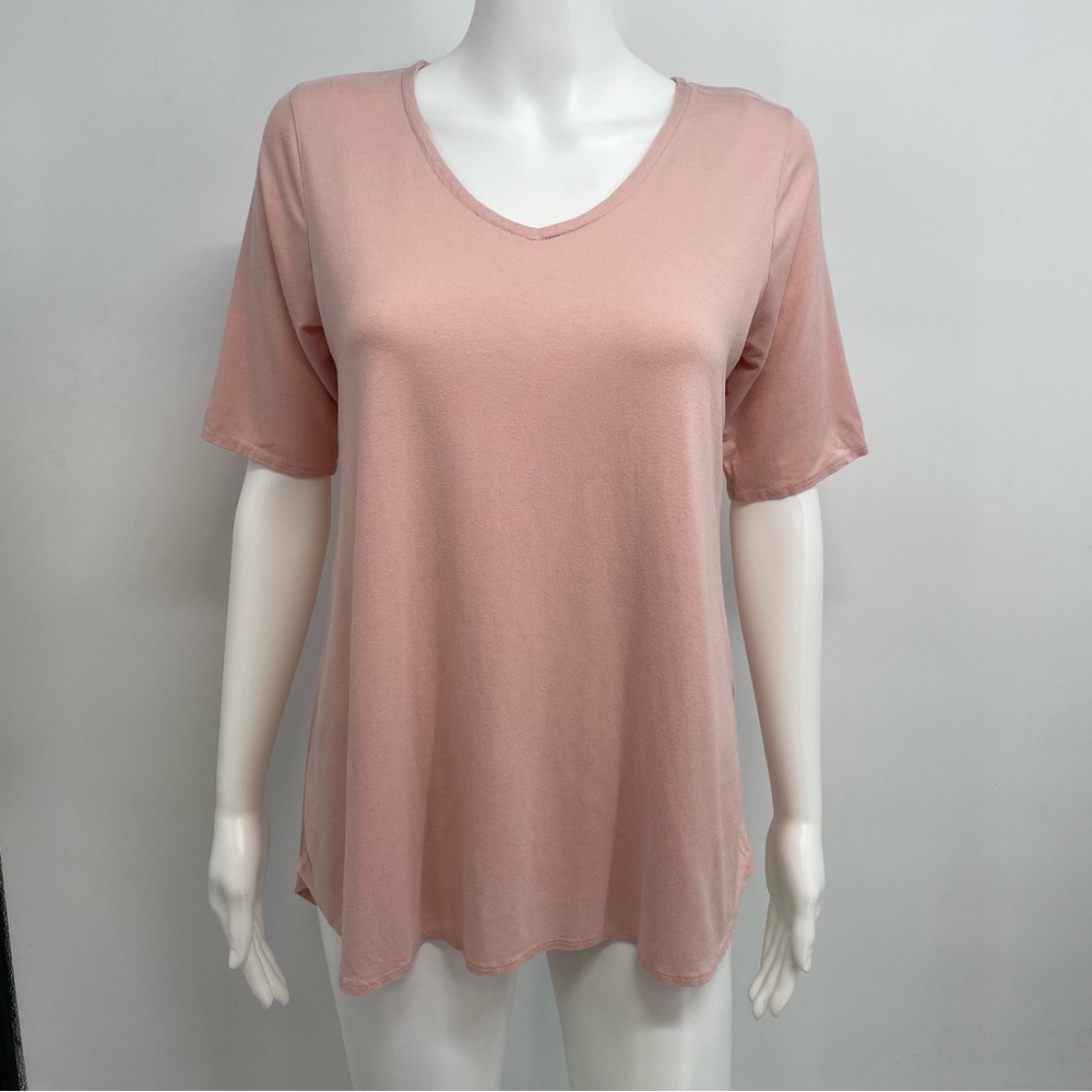 Eileen Fisher T Shirt Women's MP Dusty Rose  Short Sleeve V Neck